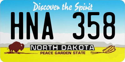 ND license plate HNA358