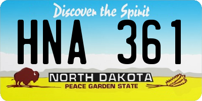 ND license plate HNA361