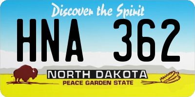 ND license plate HNA362