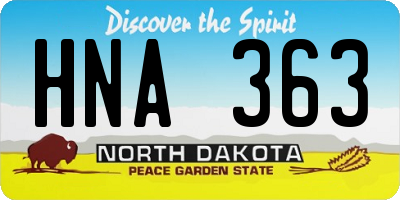 ND license plate HNA363