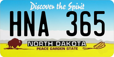 ND license plate HNA365