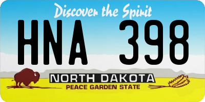 ND license plate HNA398