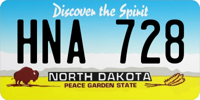 ND license plate HNA728