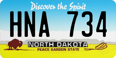 ND license plate HNA734