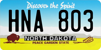 ND license plate HNA803