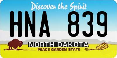 ND license plate HNA839