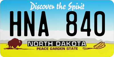 ND license plate HNA840