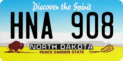 ND license plate HNA908