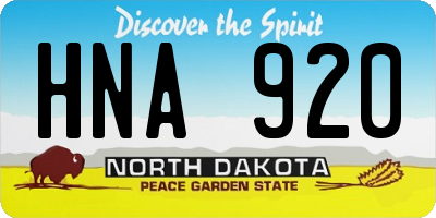 ND license plate HNA920