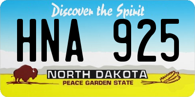 ND license plate HNA925