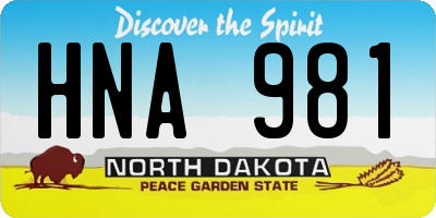 ND license plate HNA981