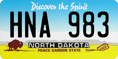 ND license plate HNA983