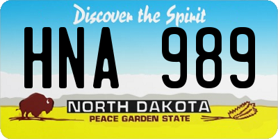 ND license plate HNA989