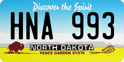ND license plate HNA993