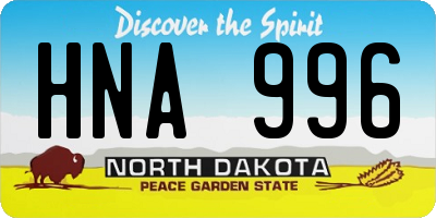 ND license plate HNA996