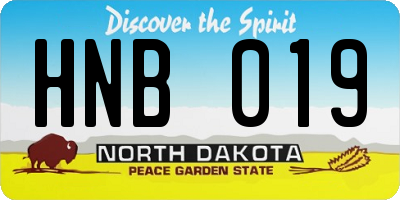 ND license plate HNB019