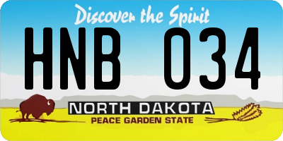 ND license plate HNB034