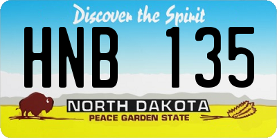 ND license plate HNB135