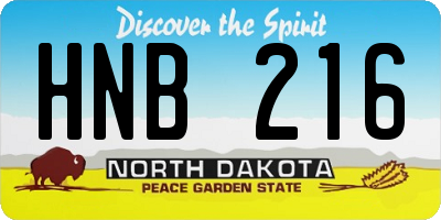 ND license plate HNB216