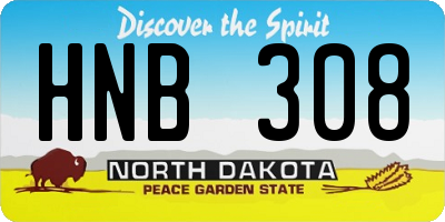 ND license plate HNB308
