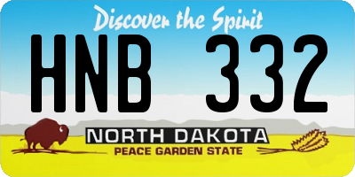 ND license plate HNB332