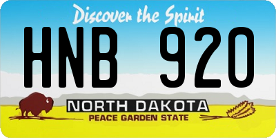 ND license plate HNB920