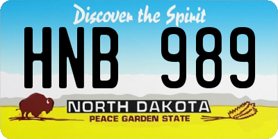 ND license plate HNB989