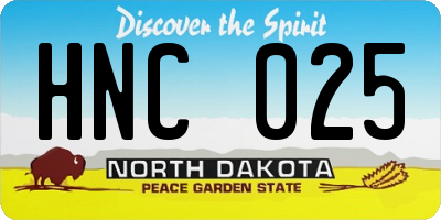 ND license plate HNC025