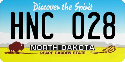 ND license plate HNC028