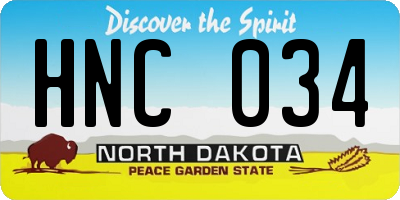 ND license plate HNC034