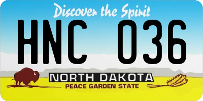 ND license plate HNC036