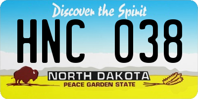 ND license plate HNC038