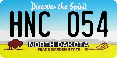 ND license plate HNC054