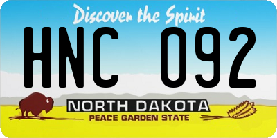ND license plate HNC092