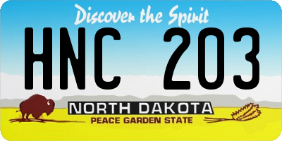 ND license plate HNC203