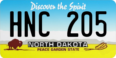ND license plate HNC205