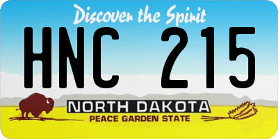 ND license plate HNC215