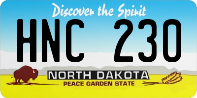ND license plate HNC230