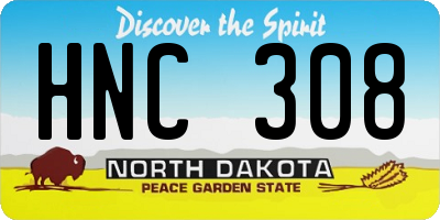 ND license plate HNC308