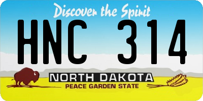 ND license plate HNC314