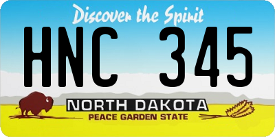 ND license plate HNC345
