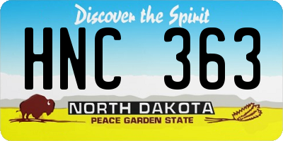 ND license plate HNC363