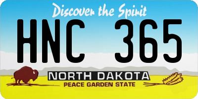 ND license plate HNC365