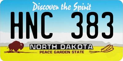 ND license plate HNC383
