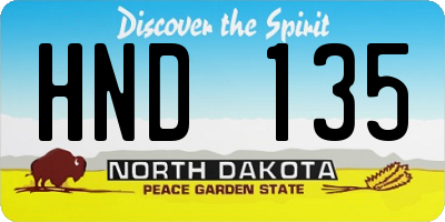 ND license plate HND135