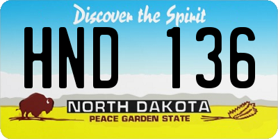 ND license plate HND136