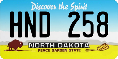 ND license plate HND258