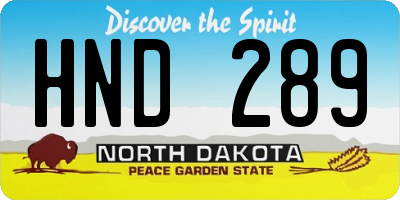 ND license plate HND289
