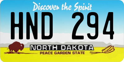 ND license plate HND294