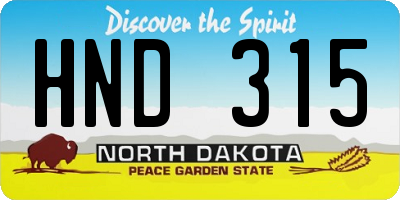 ND license plate HND315